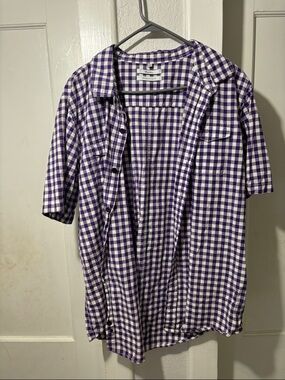 Lrg Purple and White Gingham Button-Down Shirt